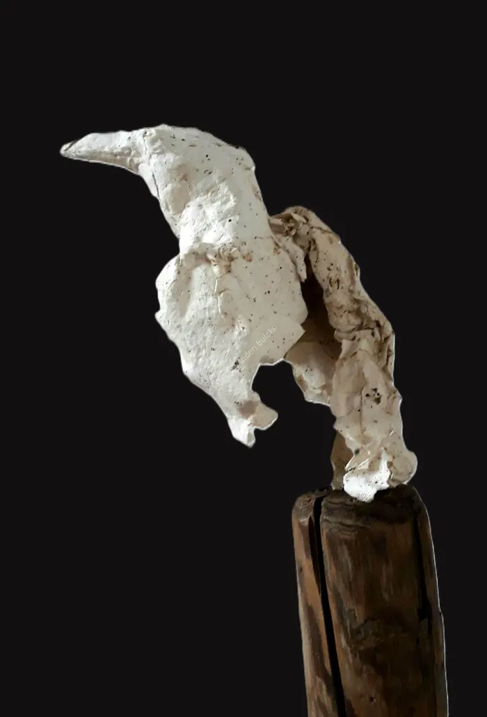 Corvus Corax II · papier végétal · 75 × 15 × 16 cm